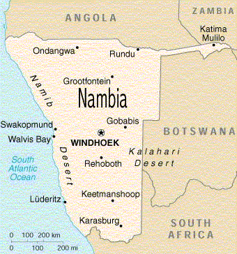 Mapa de Namibia